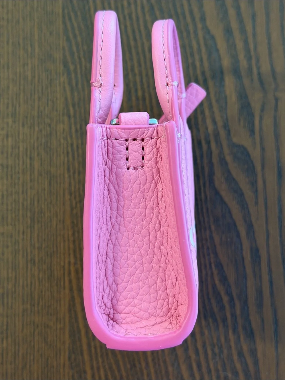 Marc Jacobs Pink Mini Pebbled Leather Tote with Bold Logo